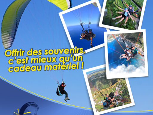 Cadeau vol parapente à La Réunion – Offrez une expérience unique et des souvenirs inoubliables en survolant l’île en tandem.