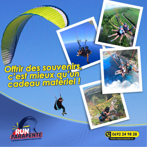 Cadeau vol parapente à La Réunion – Offrez une expérience unique et des souvenirs inoubliables en survolant l’île en tandem.